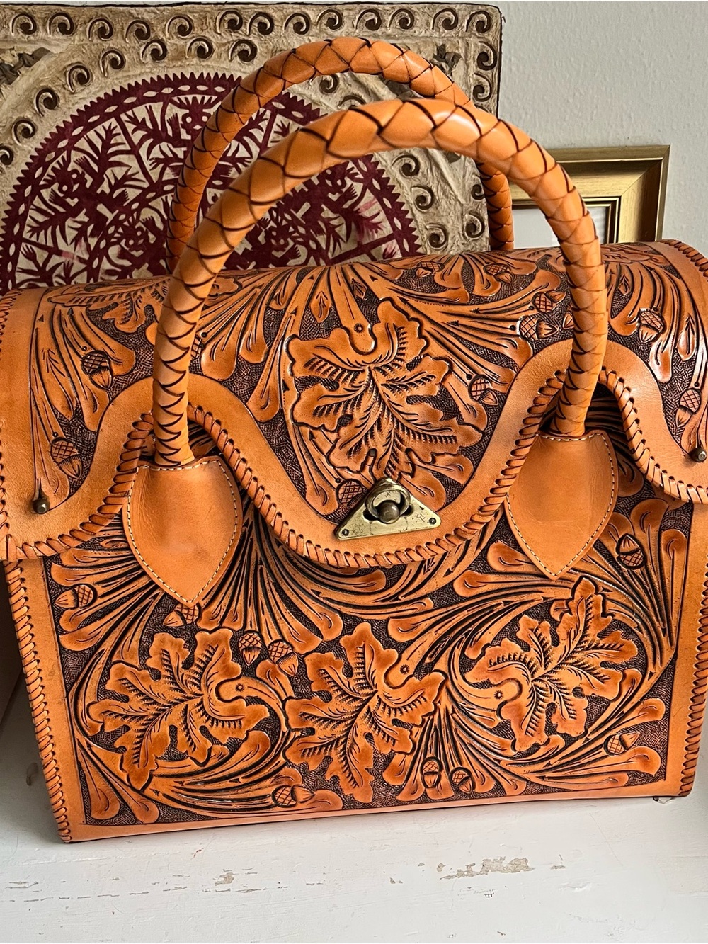 Origenes David Luna hand tooled Leather Weekender bag ROMMY